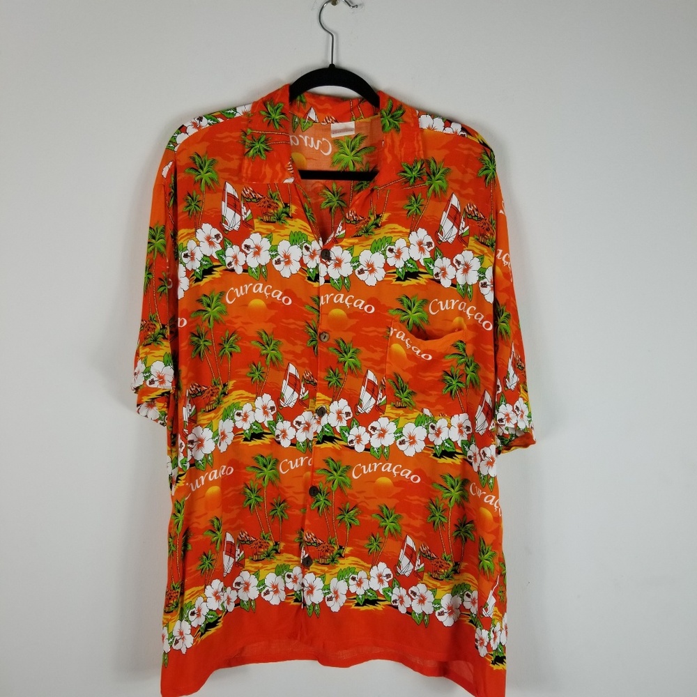 Island Expressions Hawaiian Shirt Button Up Camp